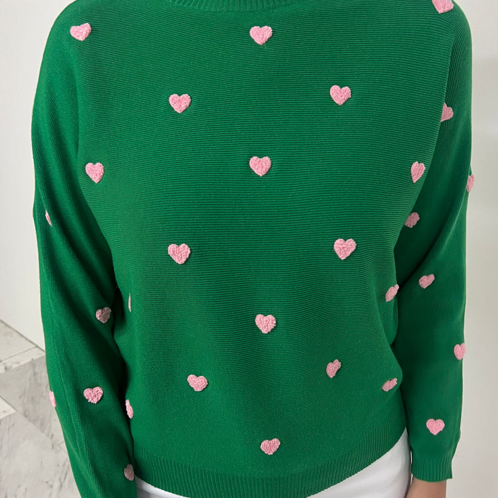 
                  
                    Happy Hearts Sweater (Green)
                  
                