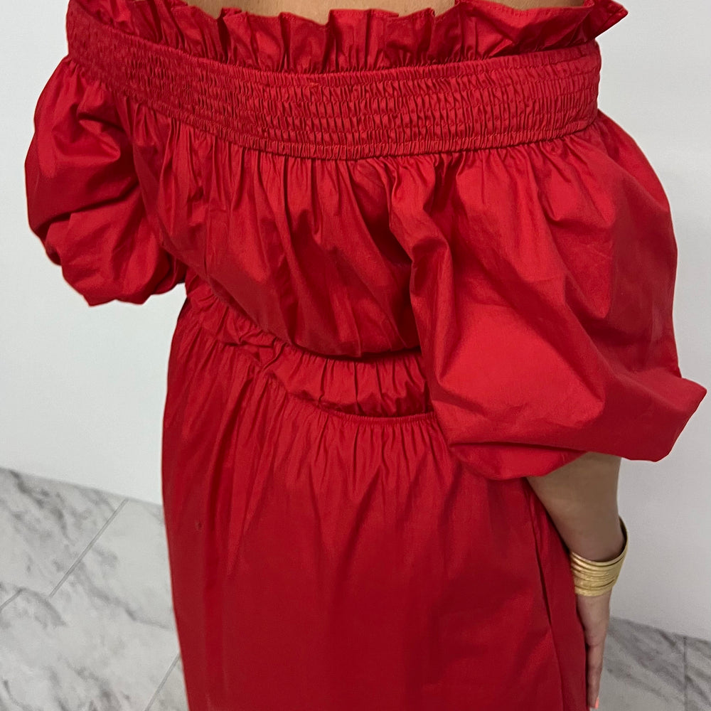 Ashton Off The Shoulder Dress (red)