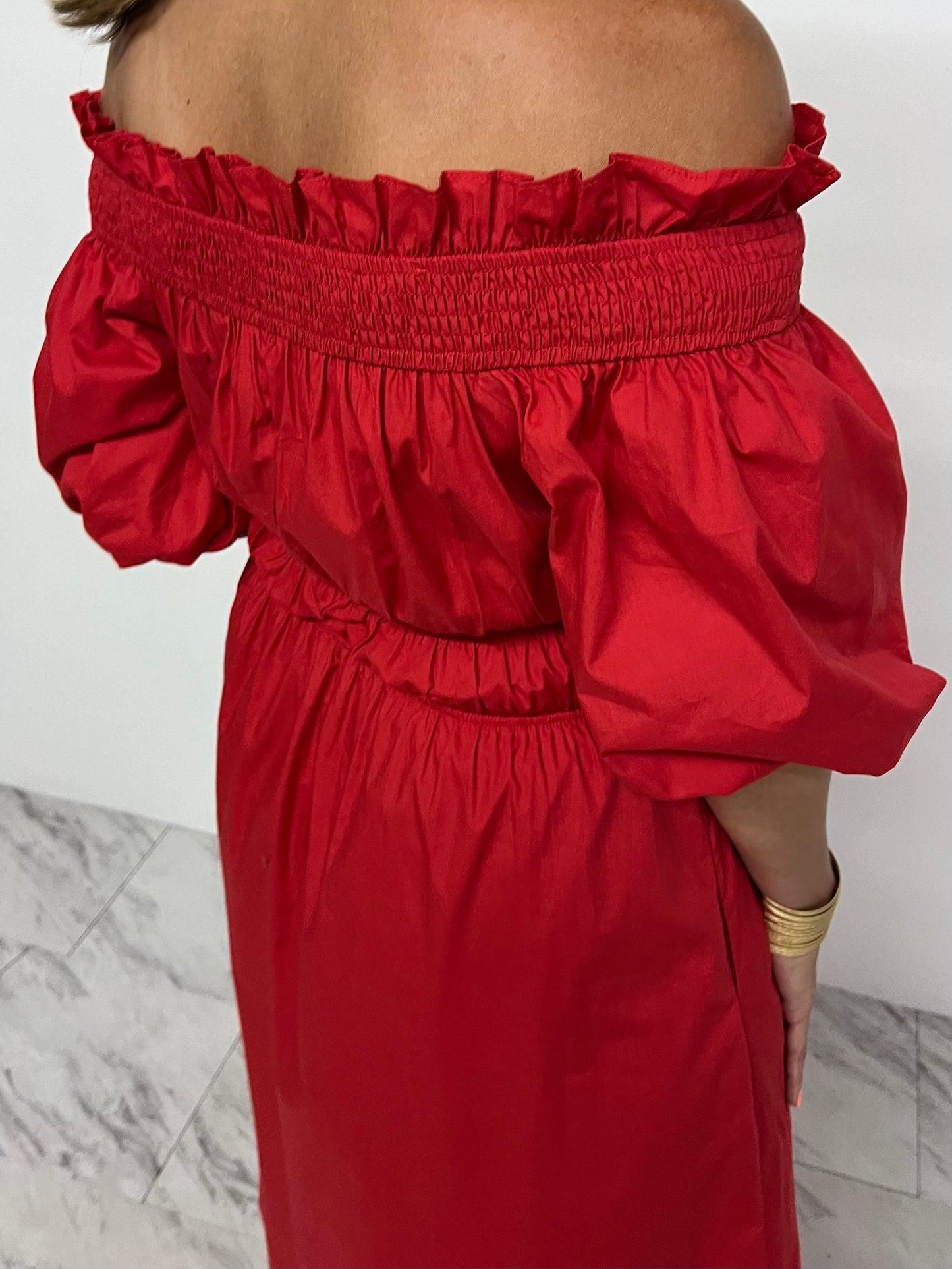 Ashton Off The Shoulder Dress (red)