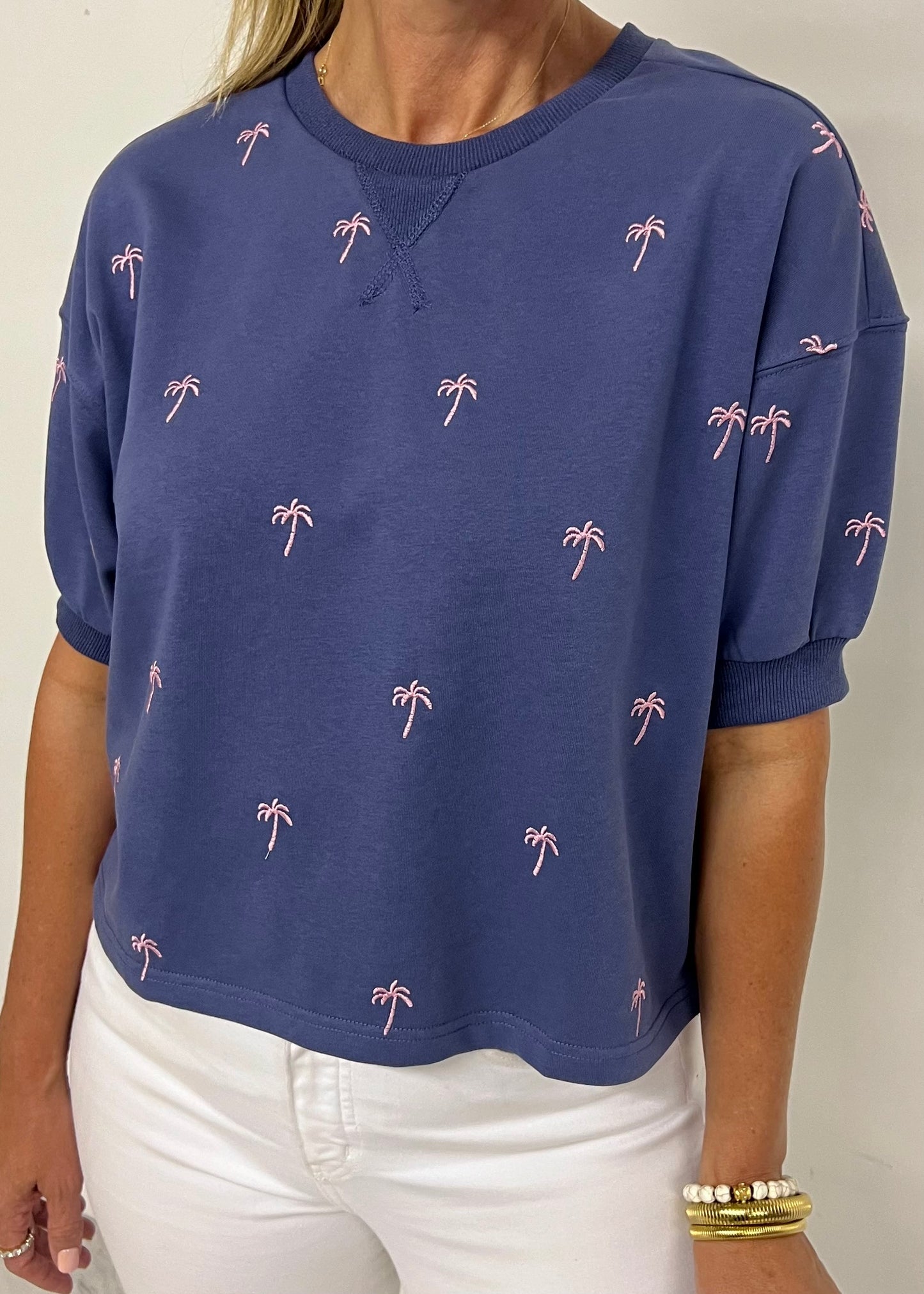 Pacific Palm Embroidered Top