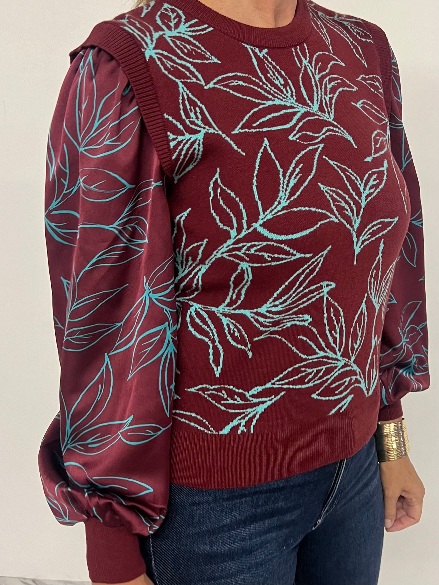 Deer Valley Floral Sweater (PLUM)