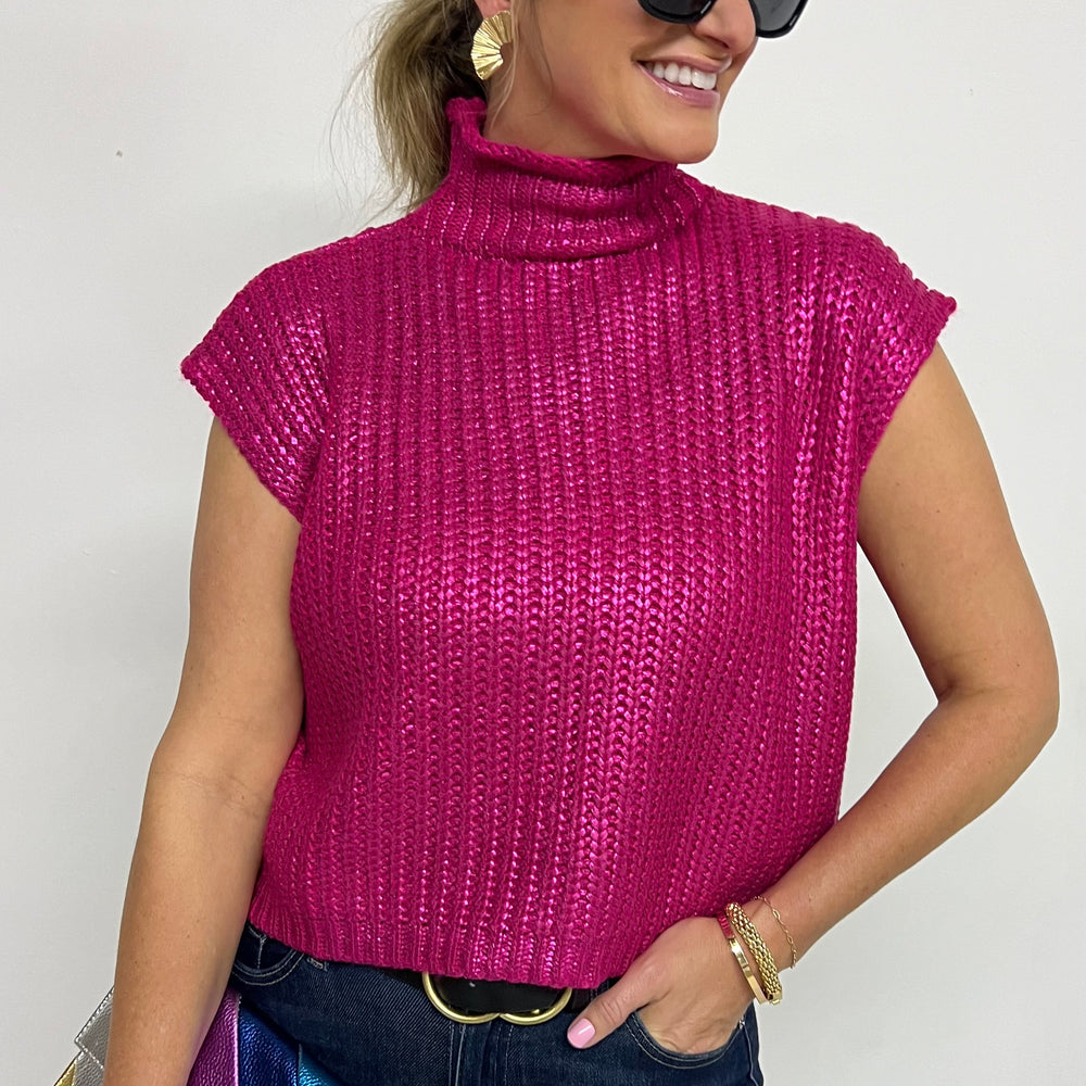 Mystic Pink Short Sleeve Sweater-FINAL SALE