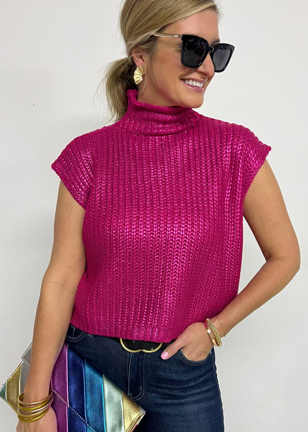 Mystic Pink Short Sleeve Sweater