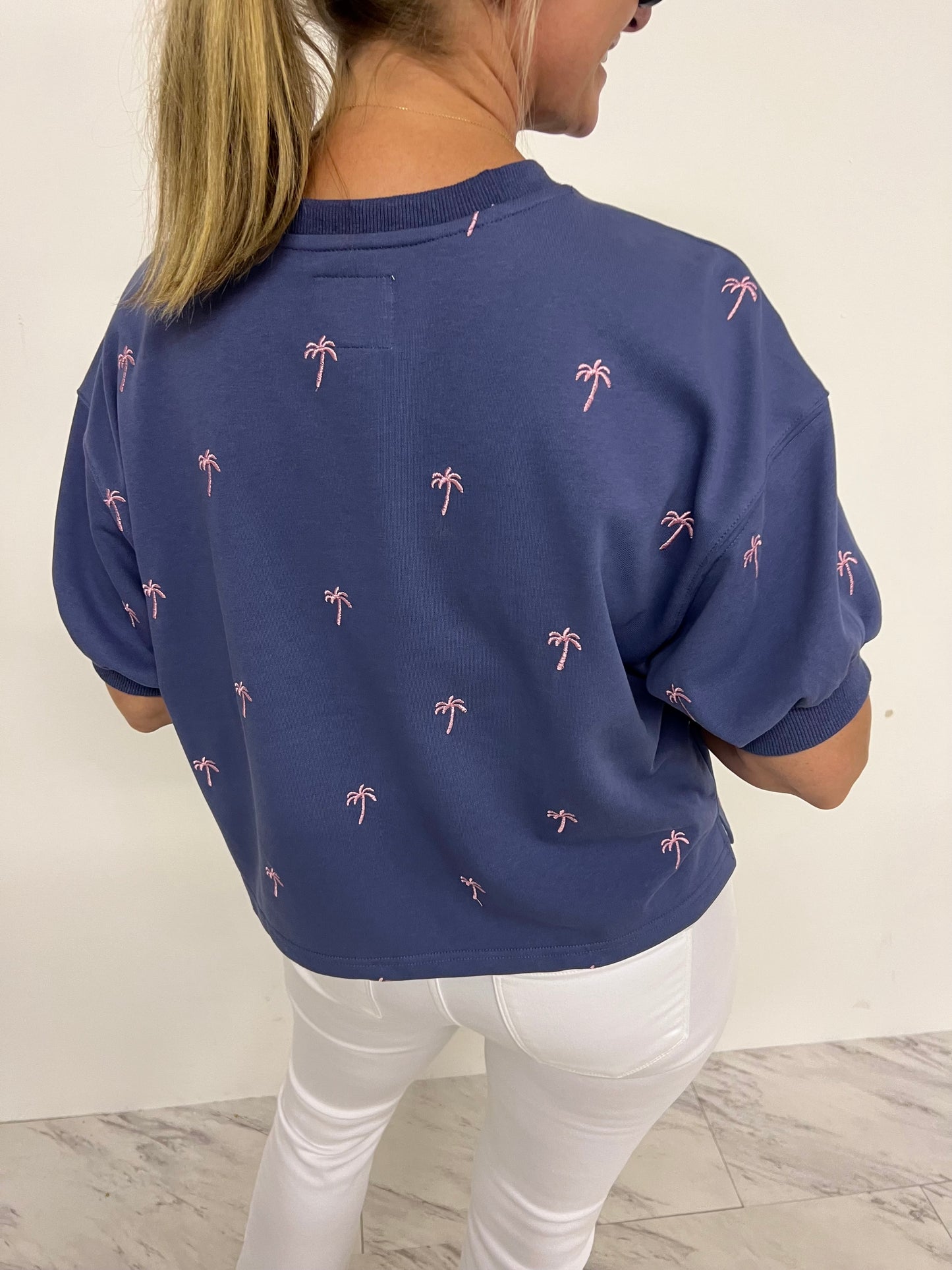 Pacific Palm Embroidered Top