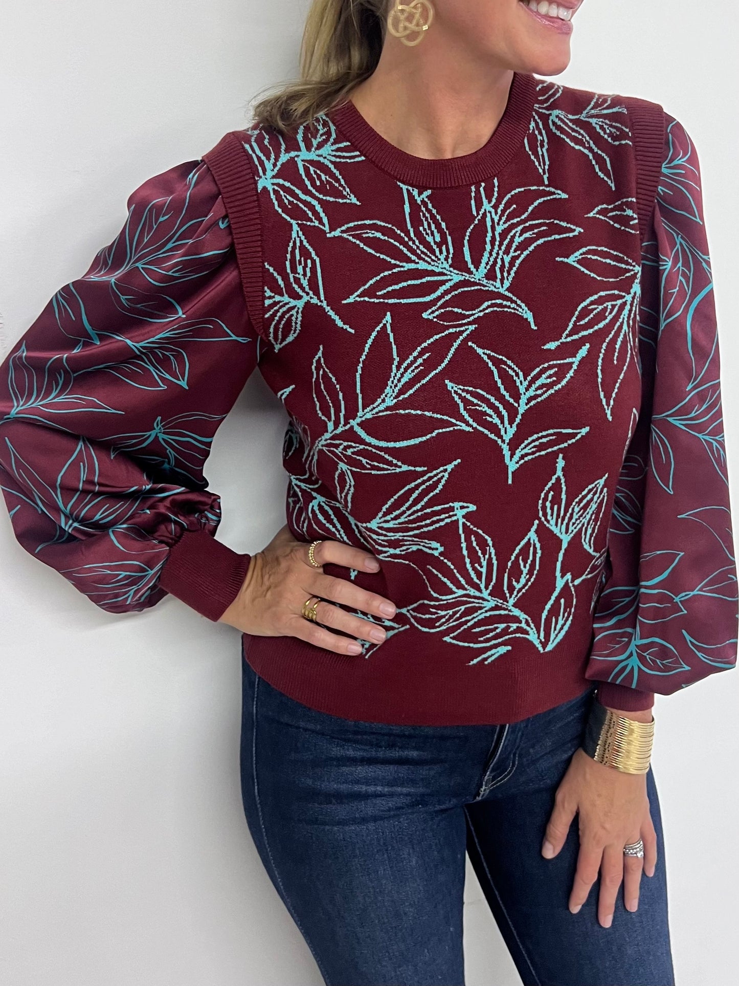 Deer Valley Floral Sweater (PLUM)