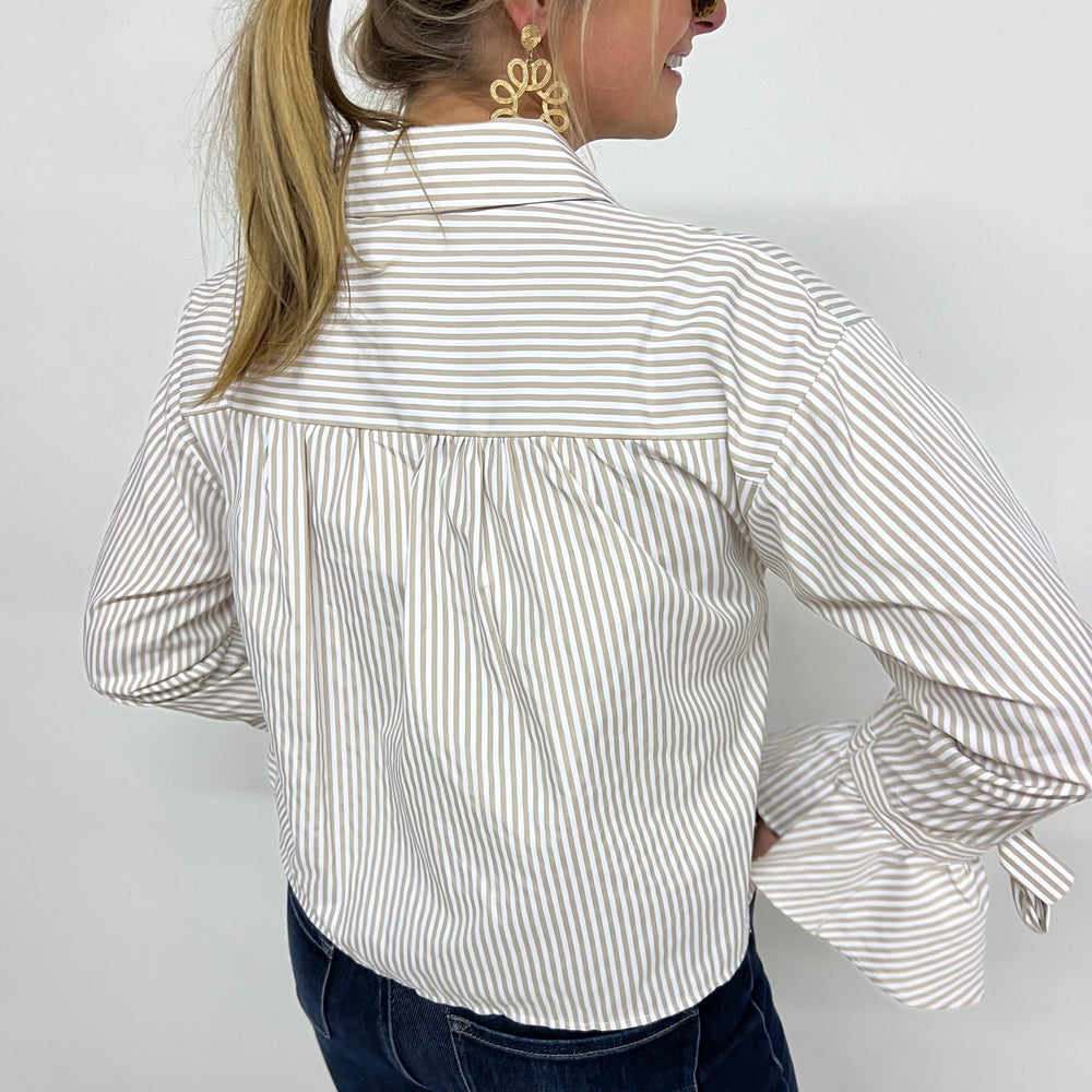 
                  
                    Oxford Taupe Stripe Top
                  
                