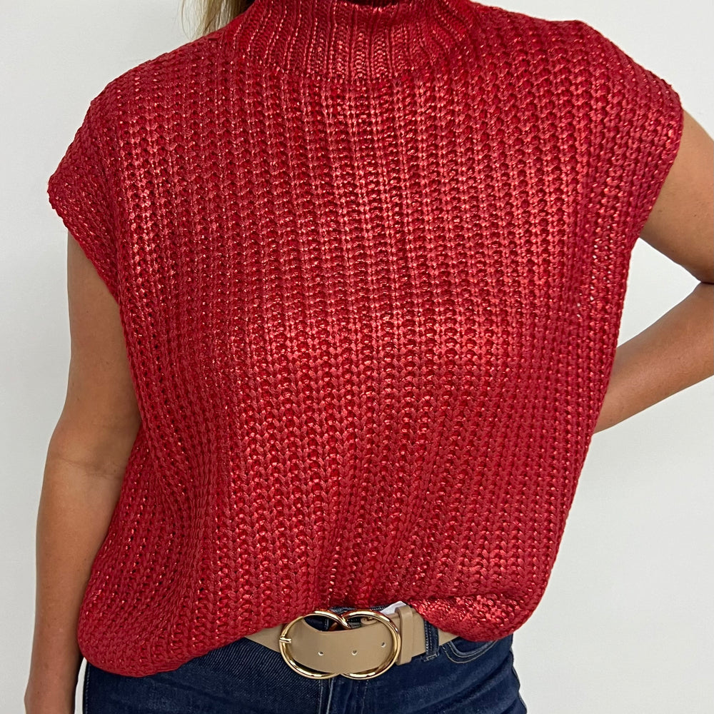 
                  
                    Mystic Red Short Sleeve Sweater-FINAL SALE
                  
                