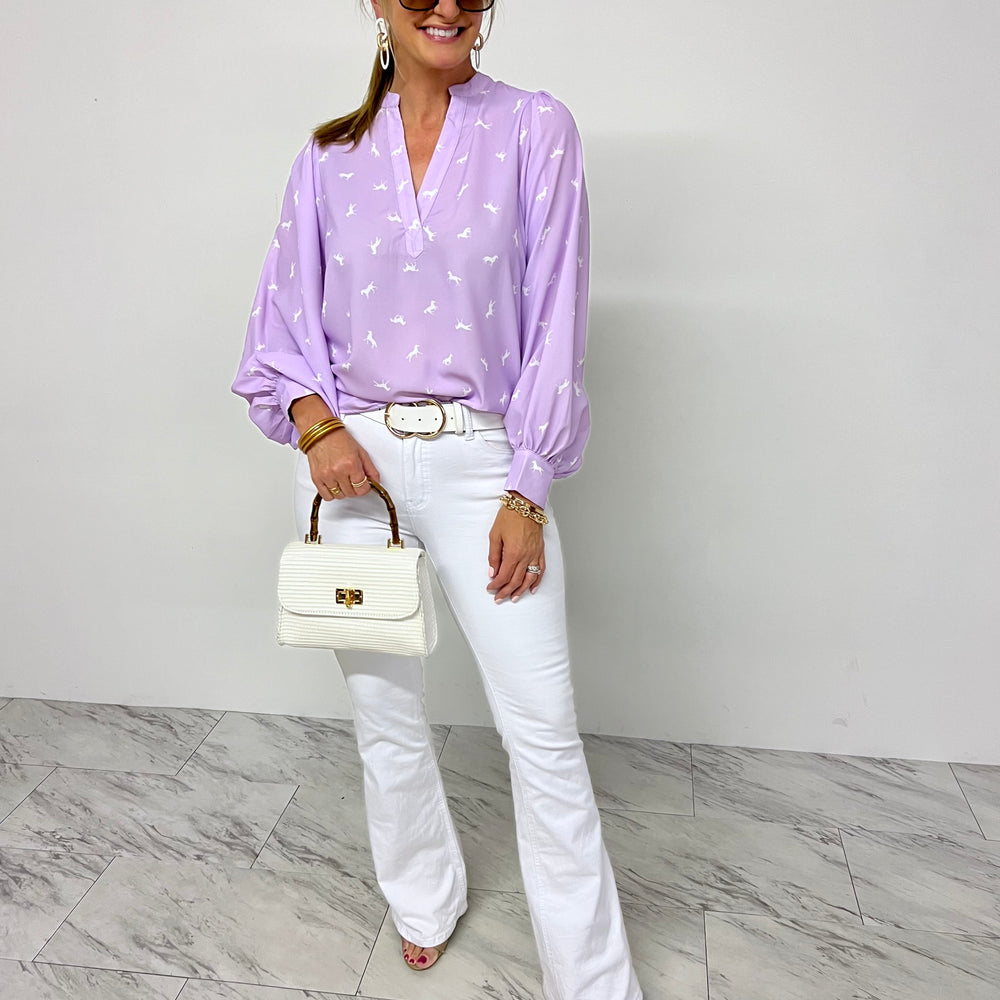 
                      
                        Arlington Horse Print Top (Lavender) - FINAL SALE
                      
                    