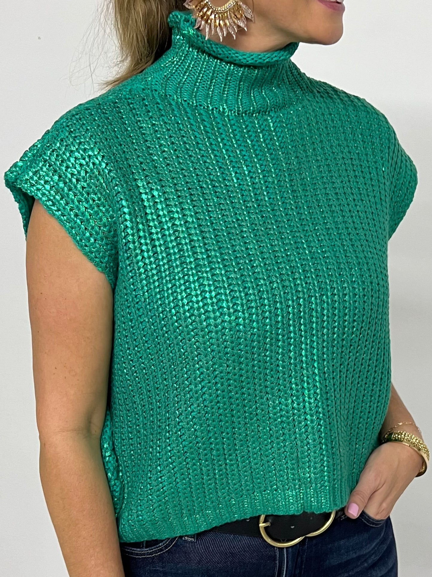 Mystic Green Short Sleeve Sweater