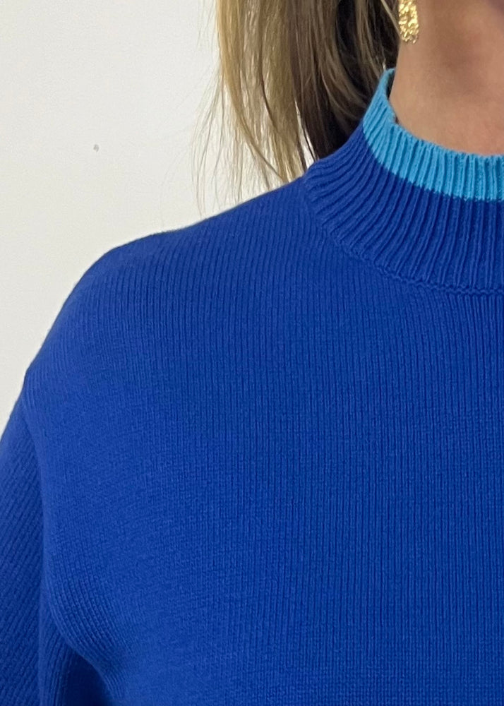 Macie Scallop Sweater (Blue)-FINAL SALE