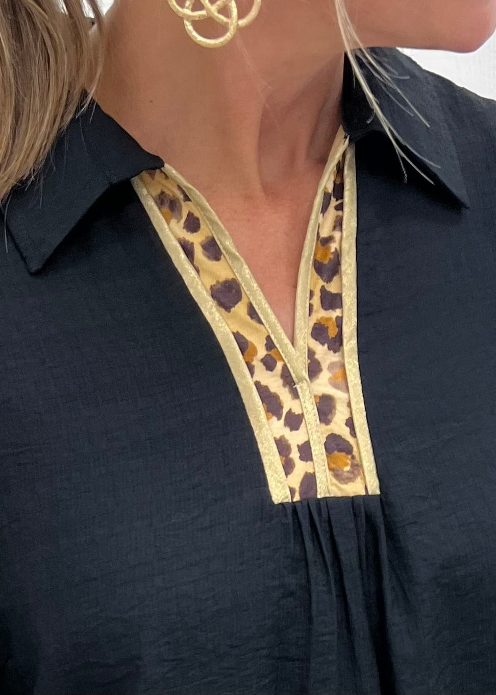 Lennox Leopard Detail Top (Black)