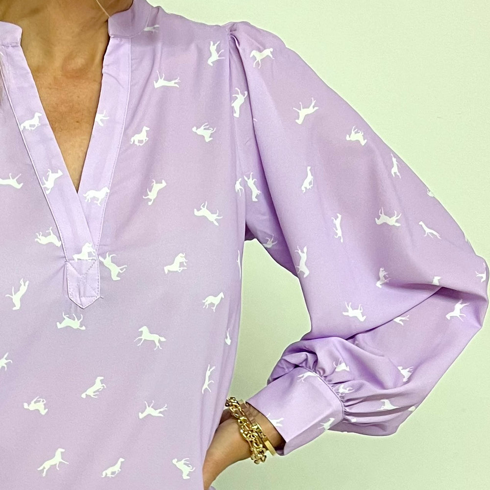 Arlington Horse Print Top (Lavender) - FINAL SALE