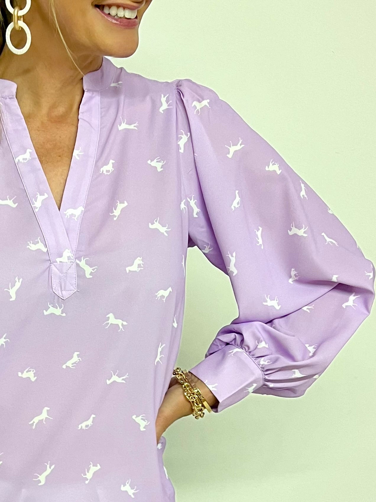 Arlington Horse Print Top (Lavender) - FINAL SALE