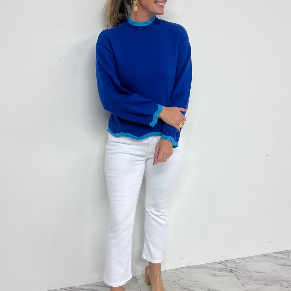 Macie Scallop Sweater (Blue)-FINAL SALE