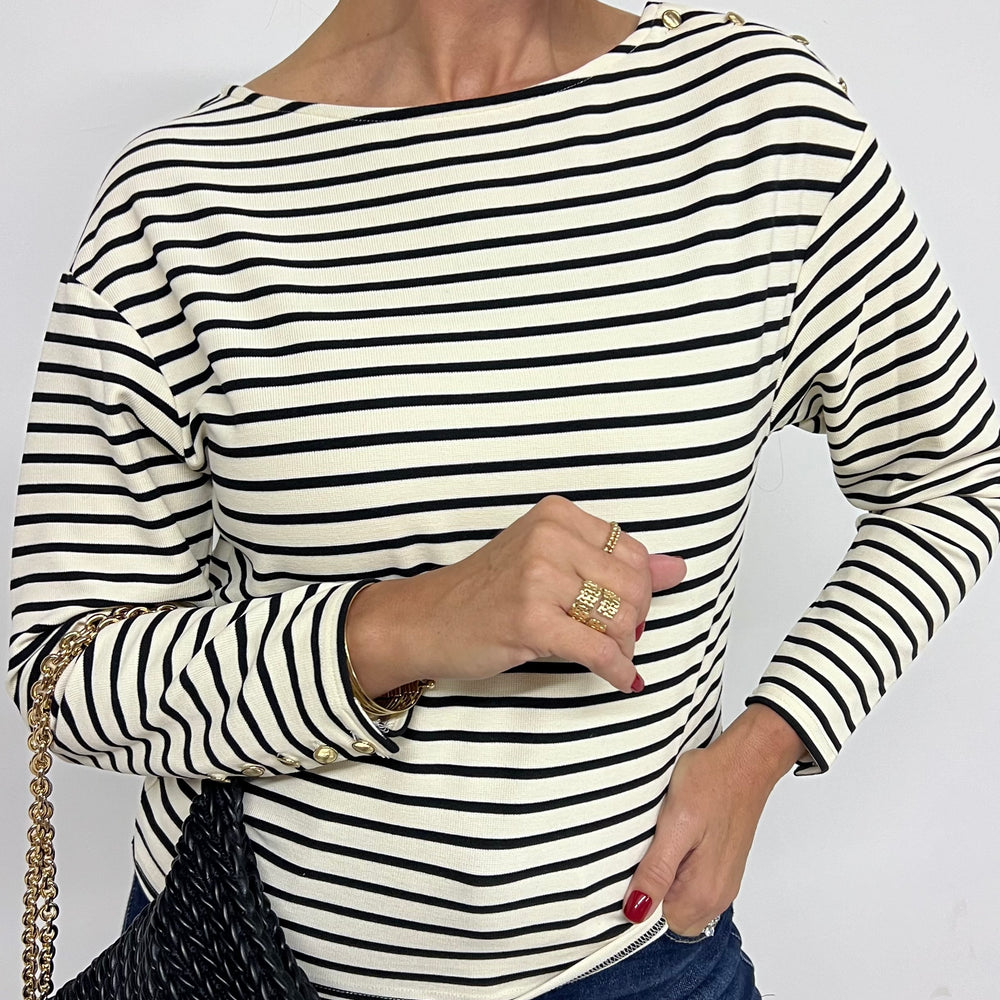 Saylor Boatneck + Button Top