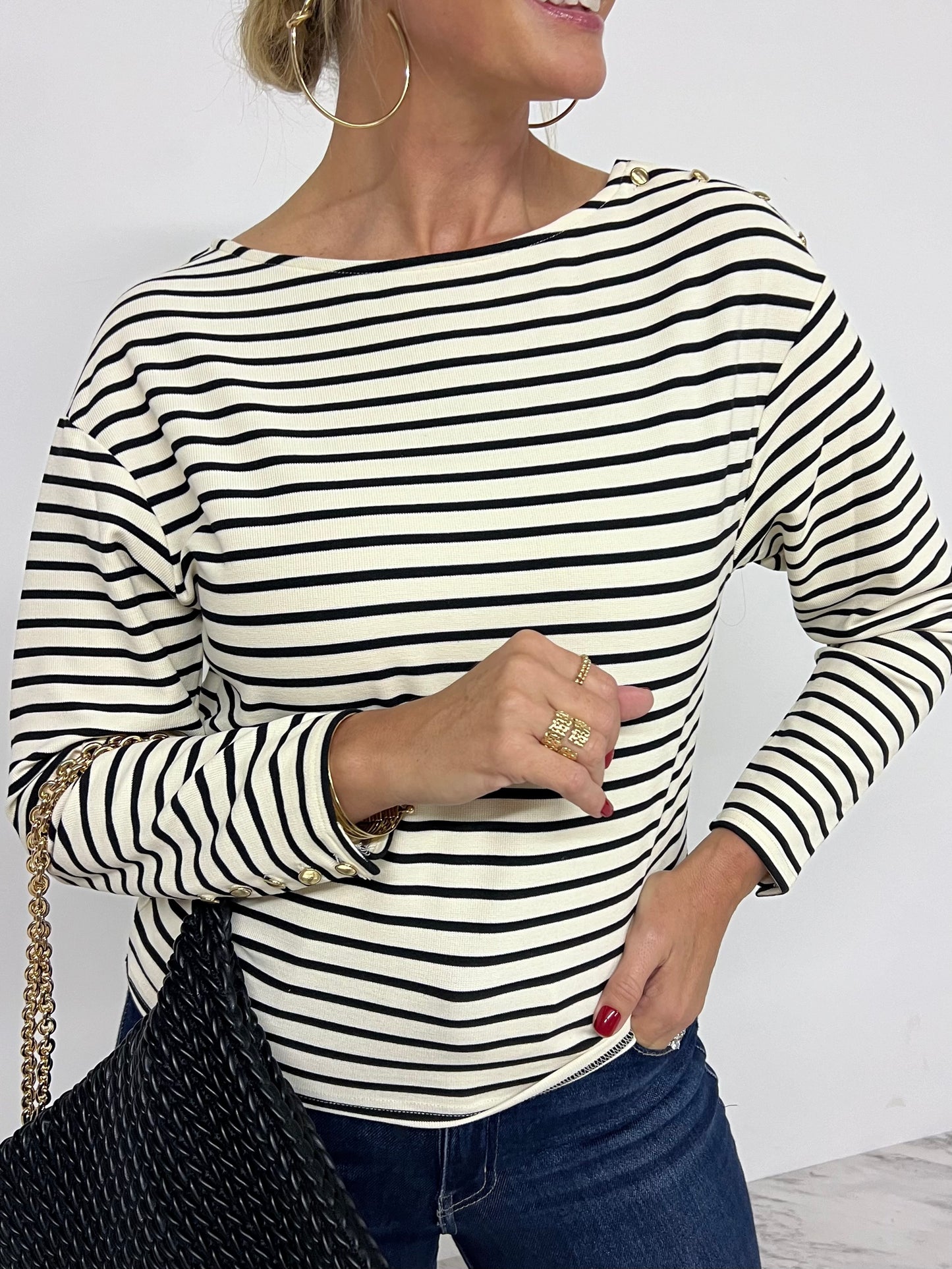 Saylor Boatneck + Button Top