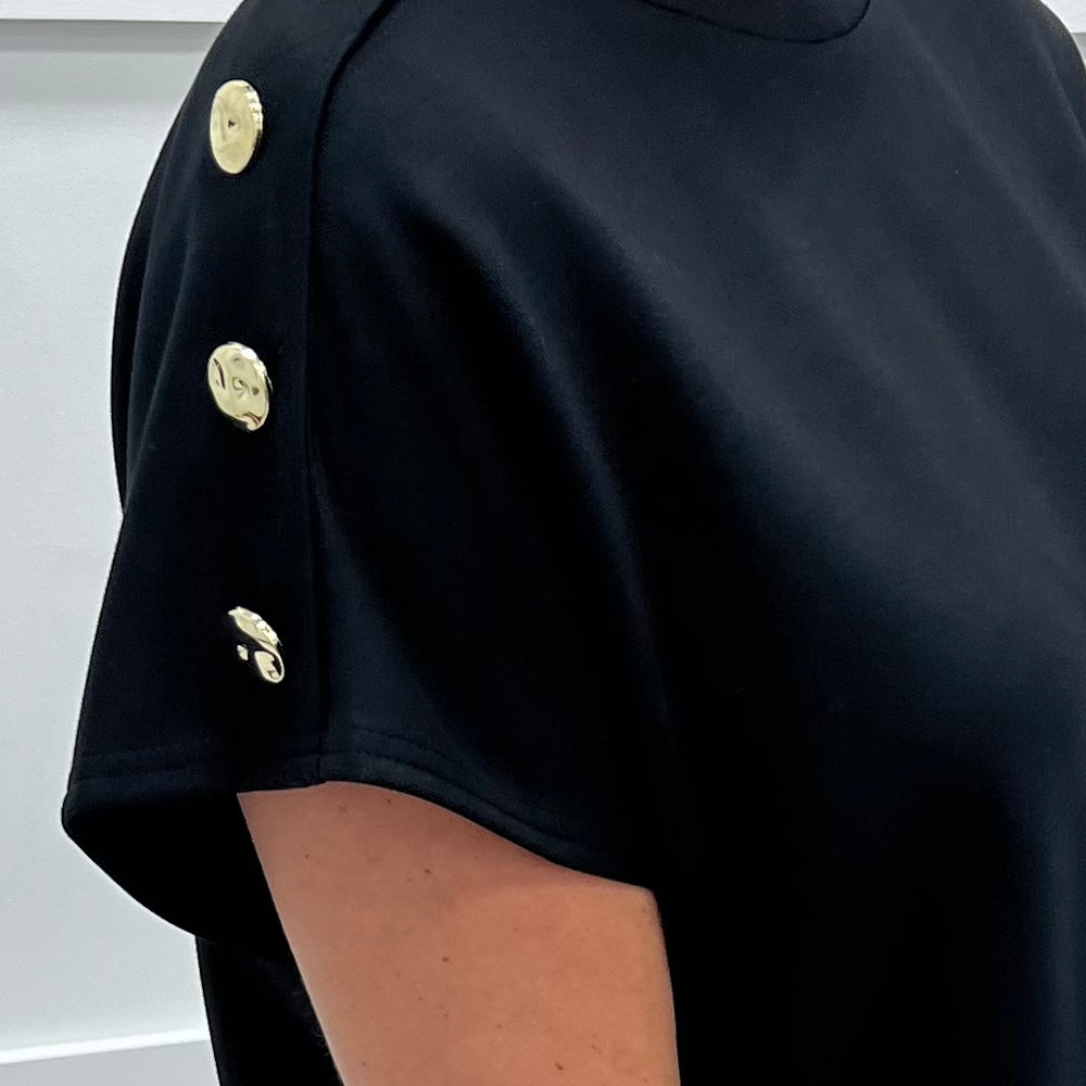 
                  
                    Essential Black Button Shoulder Dress
                  
                