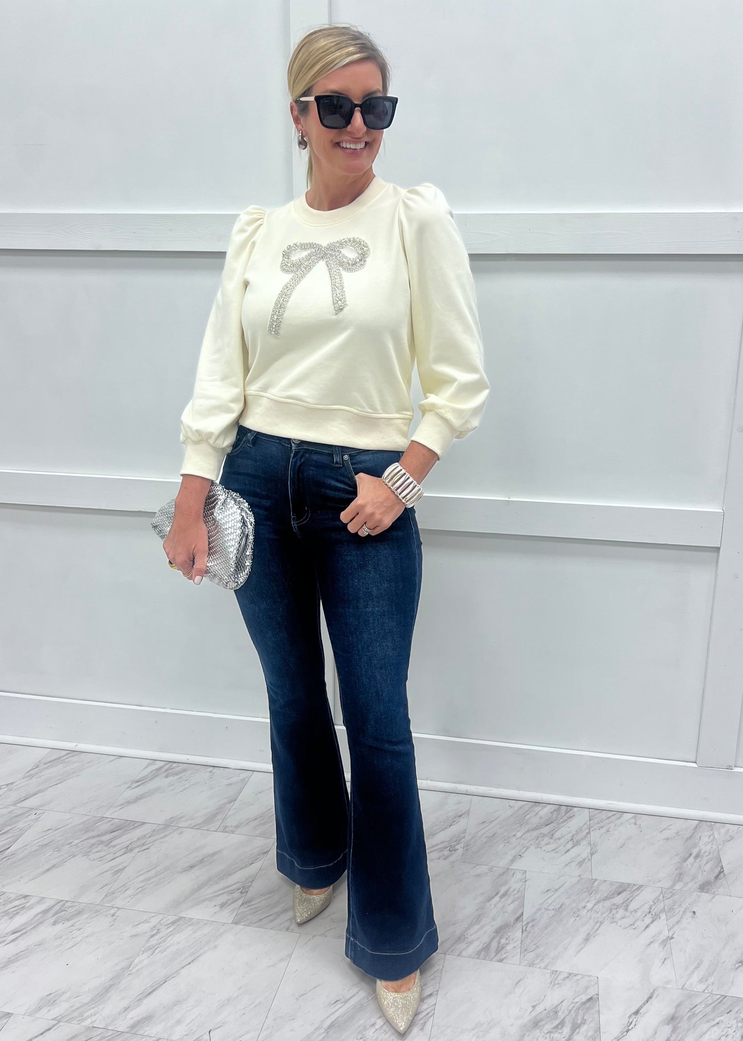 Aspen Bow Sweater (Cream)