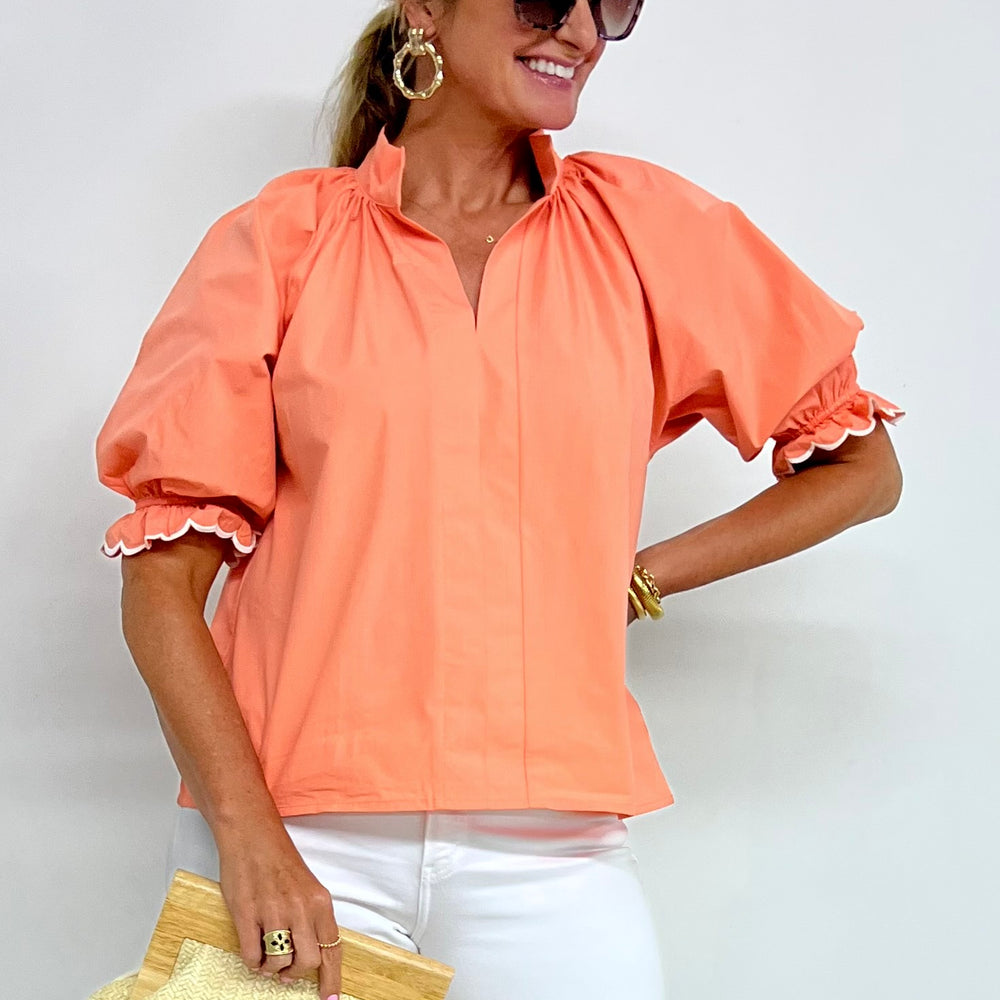 
                  
                    Coral Crush Scallop Trim Top
                  
                