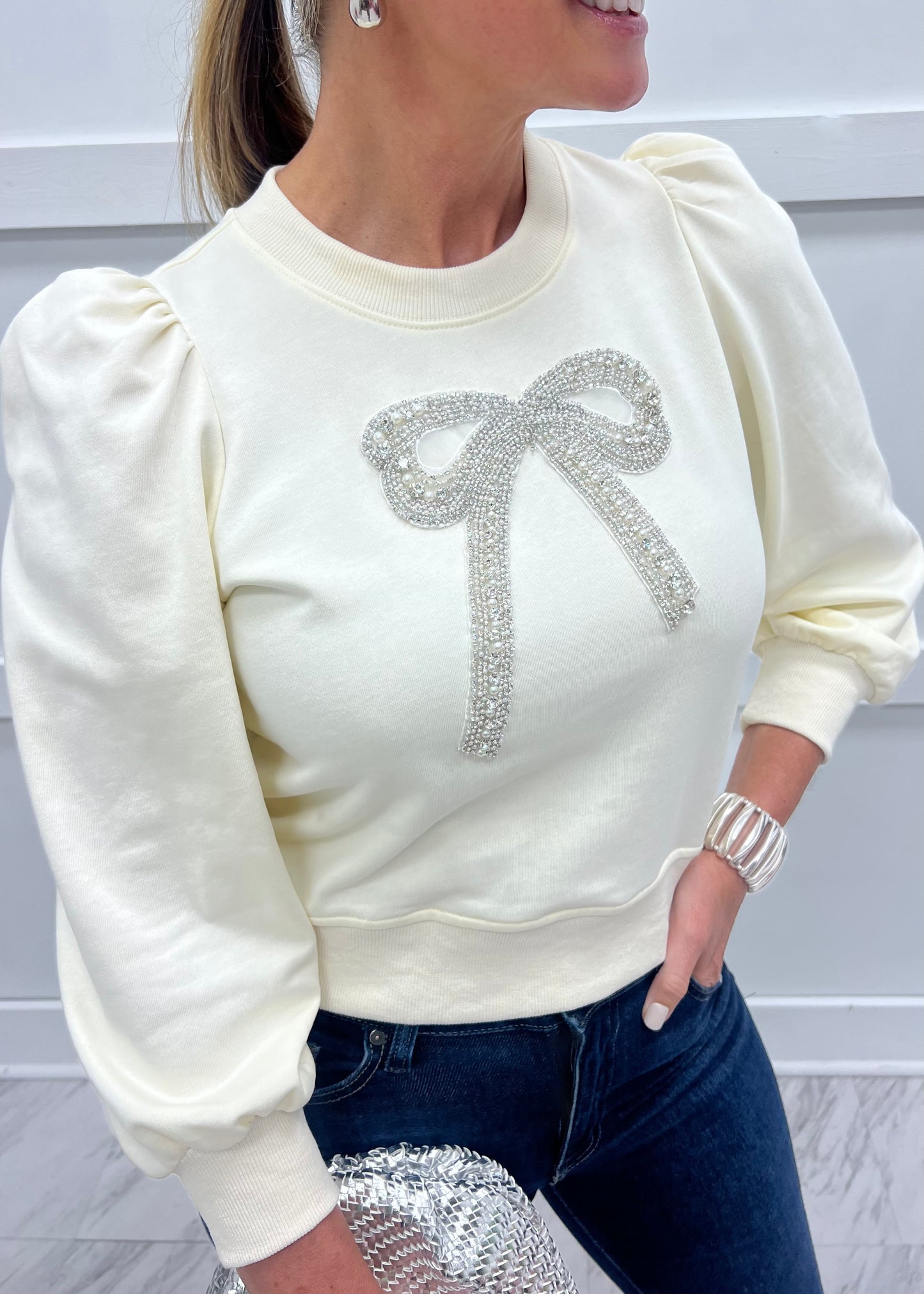 Aspen Bow Sweater (Cream)
