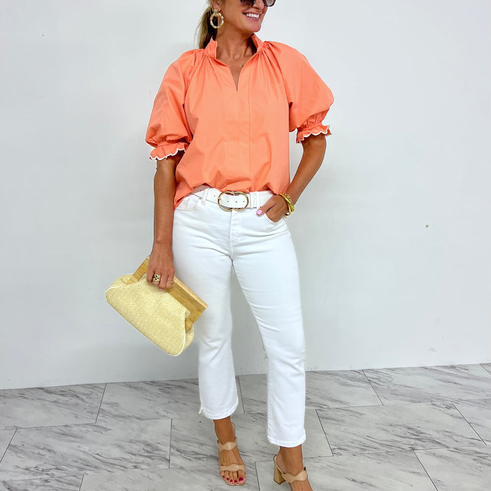 
                  
                    Coral Crush Scallop Trim Top
                  
                