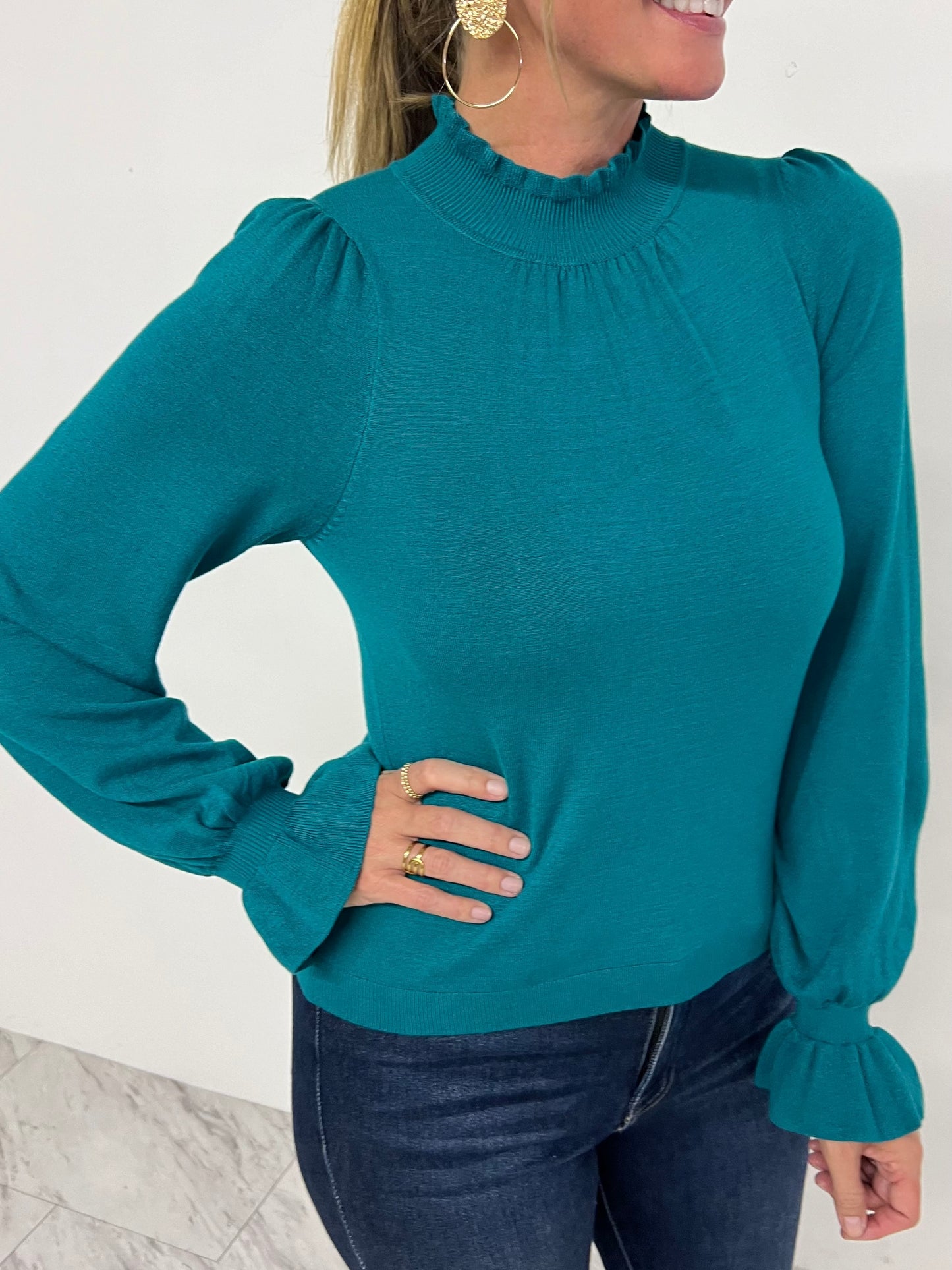 Adair Sweater Top (Teal)