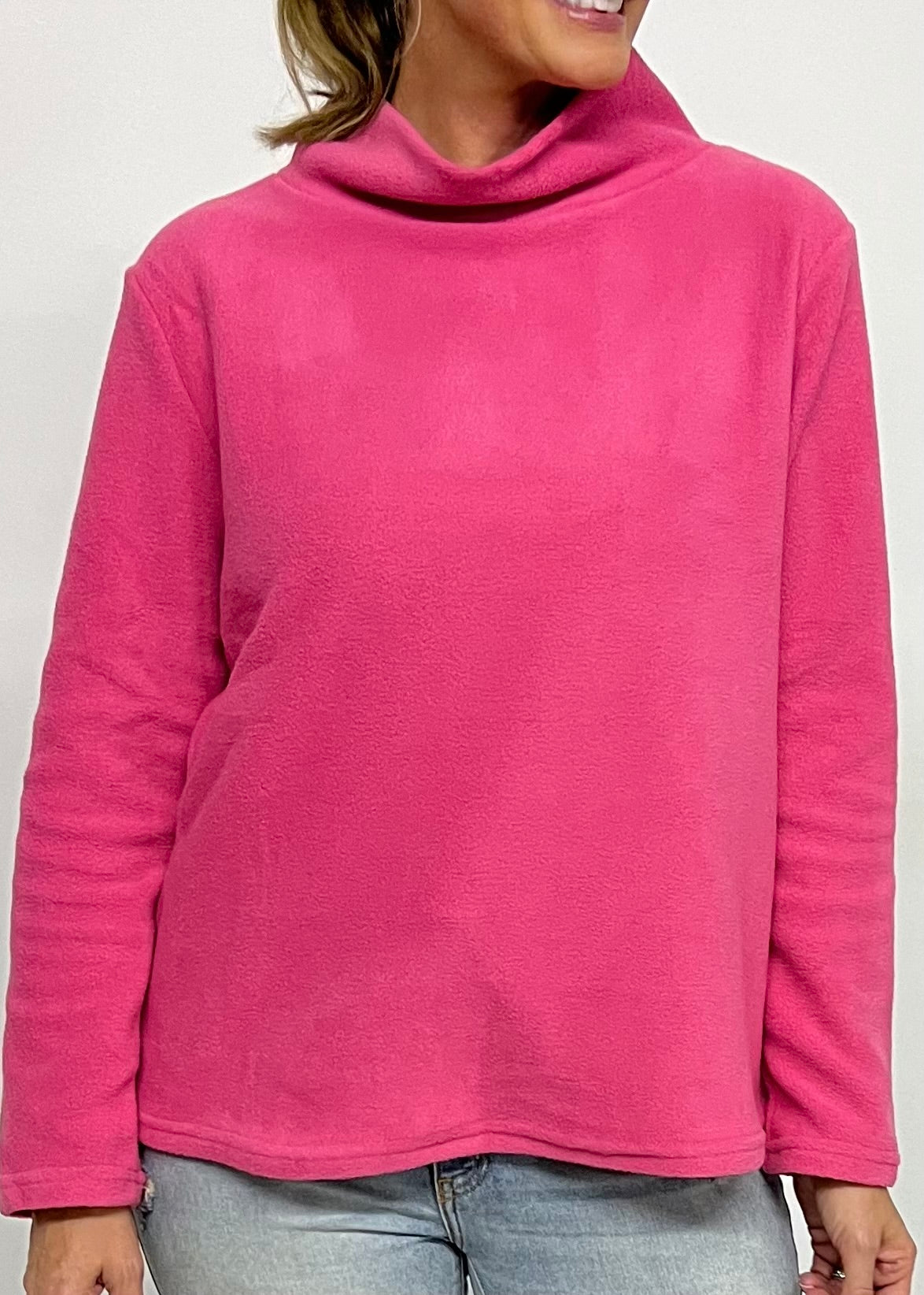 The Hampton Fleece Funnel Neck Top (Hot Pink) - FINAL SALE