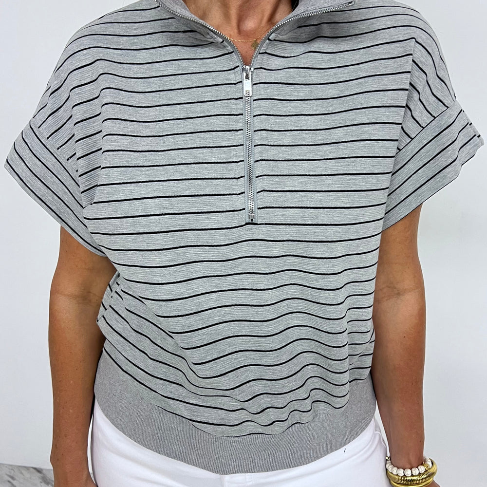 
                  
                    Parker Stripe Pullover Top (Grey)
                  
                