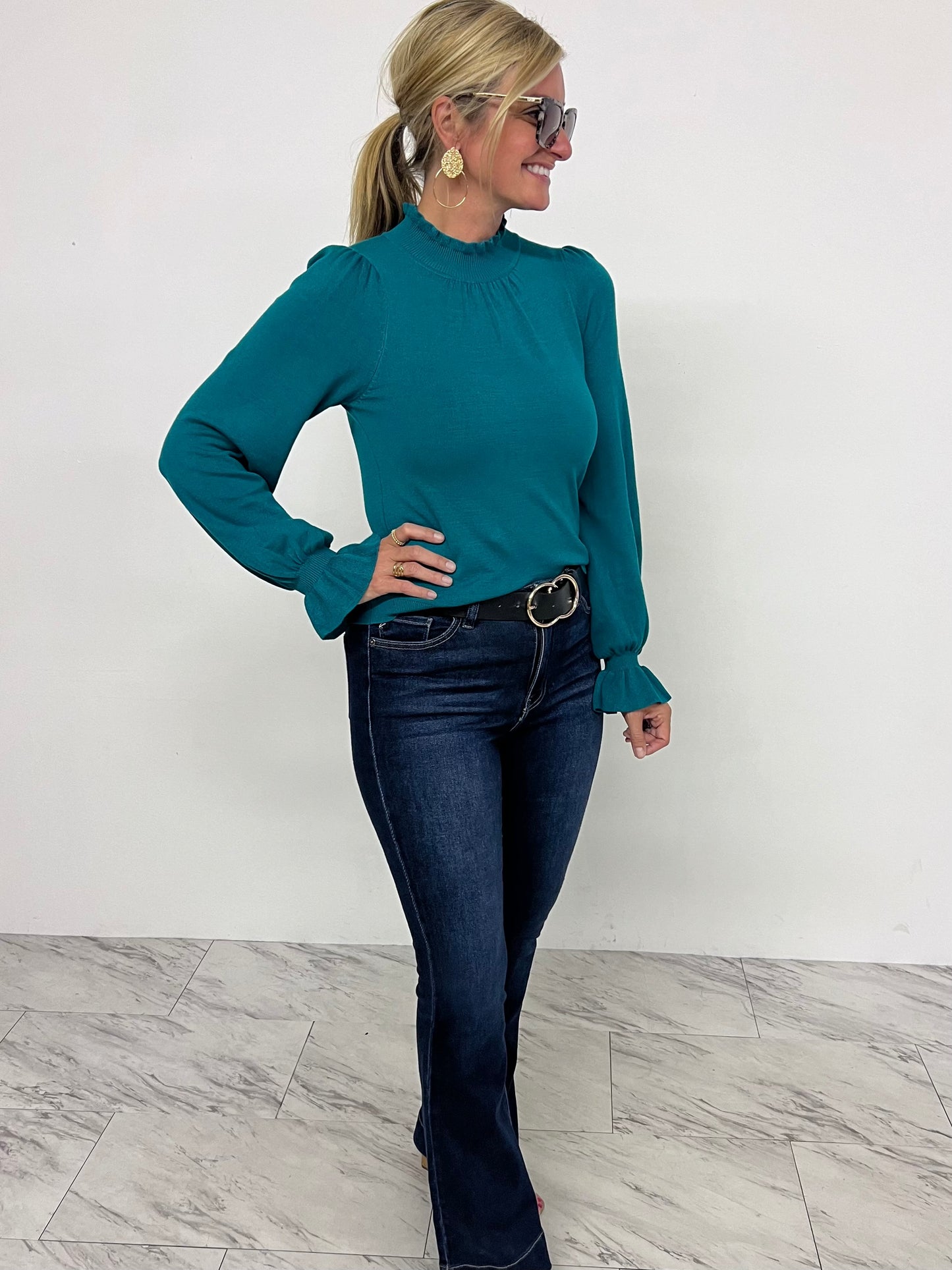 Adair Sweater Top (Teal)