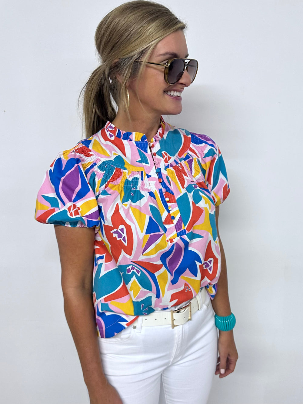 Locke Print Button Top - FINAL SALE