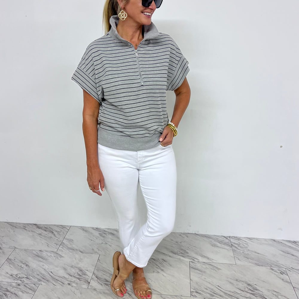 
                  
                    Parker Stripe Pullover Top (Grey)
                  
                