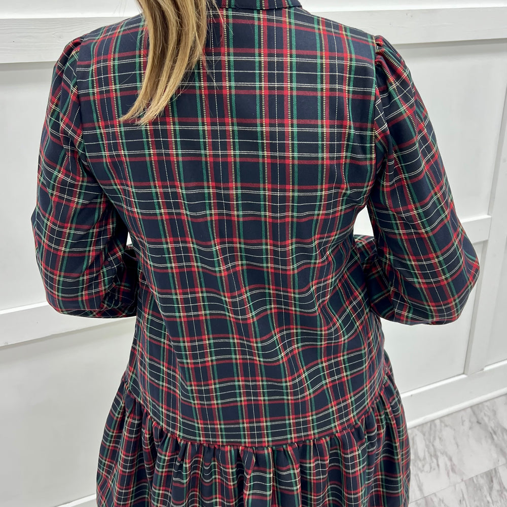 Dashing Dreams Plaid Dress (Navy)