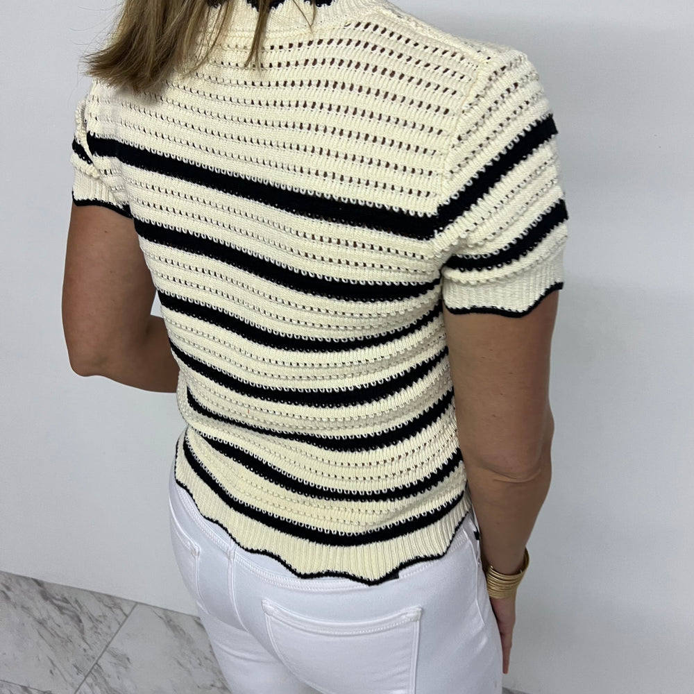 
                  
                    Sadie Stripe Short Sleeve Sweater (black) - FINAL SALE
                  
                