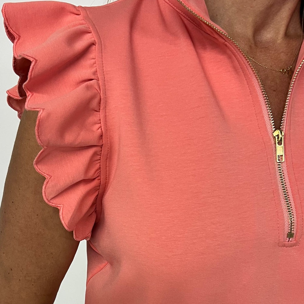 
                  
                    Adley Scallop + Zipper Top (Coral)
                  
                