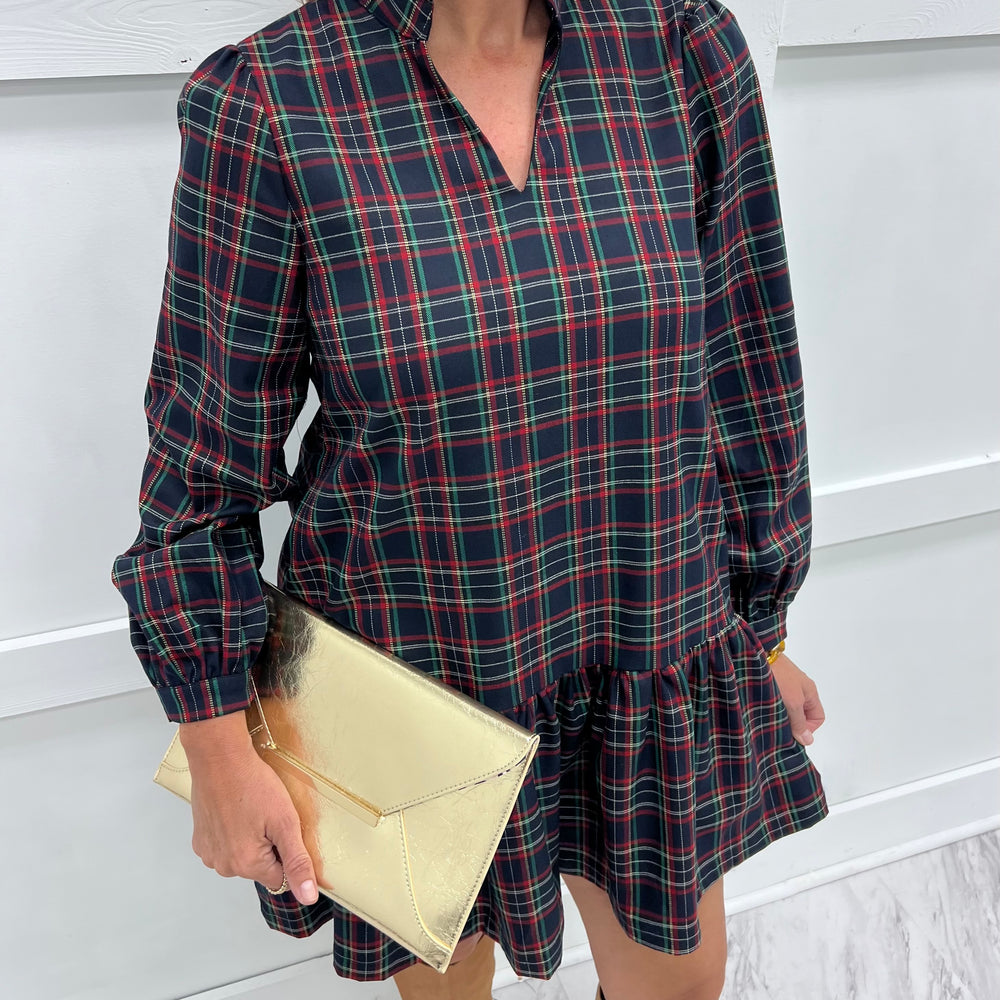 Dashing Dreams Plaid Dress (Navy)