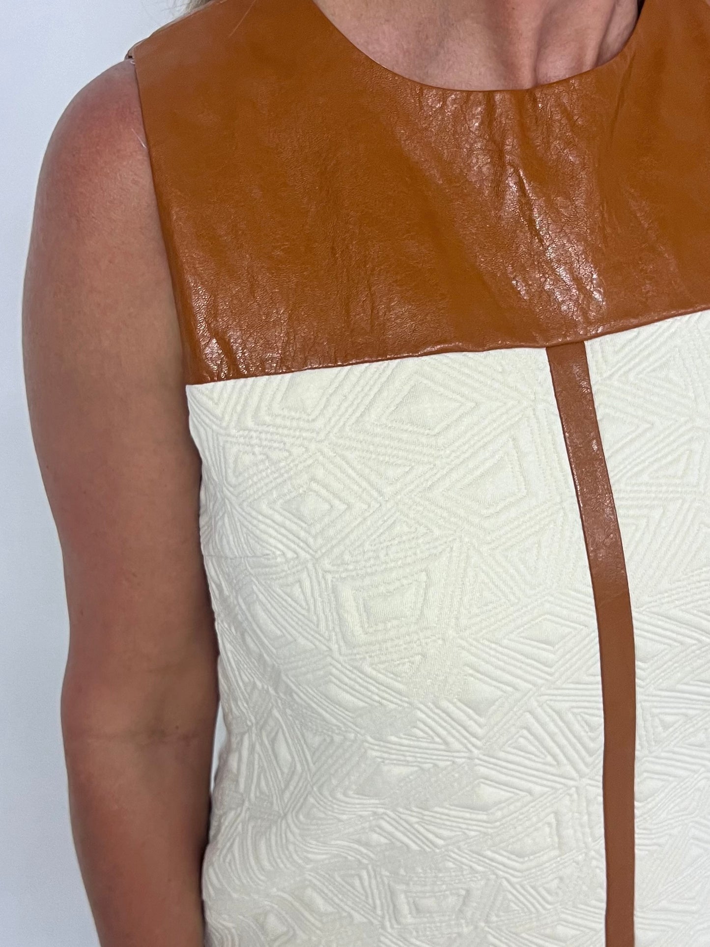 Lexington Leather + Textured Dress (Cream)