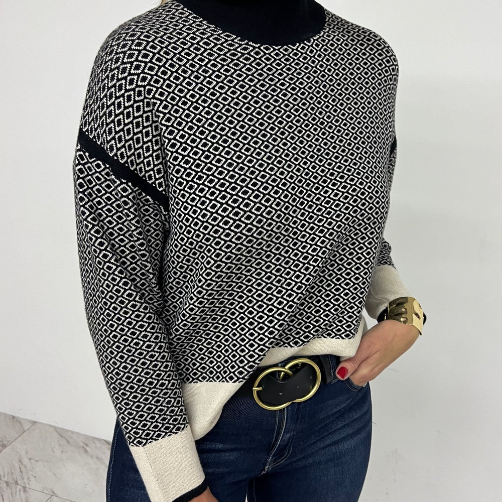 
                  
                    Diamond Mock Neck Sweater
                  
                