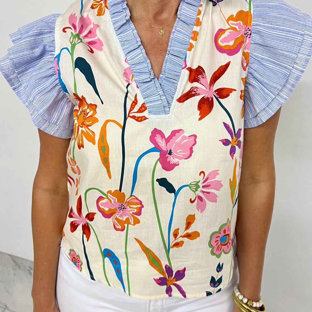 
                  
                    Live Your Dreams Flower + Ruffle Top-FINAL SALE
                  
                