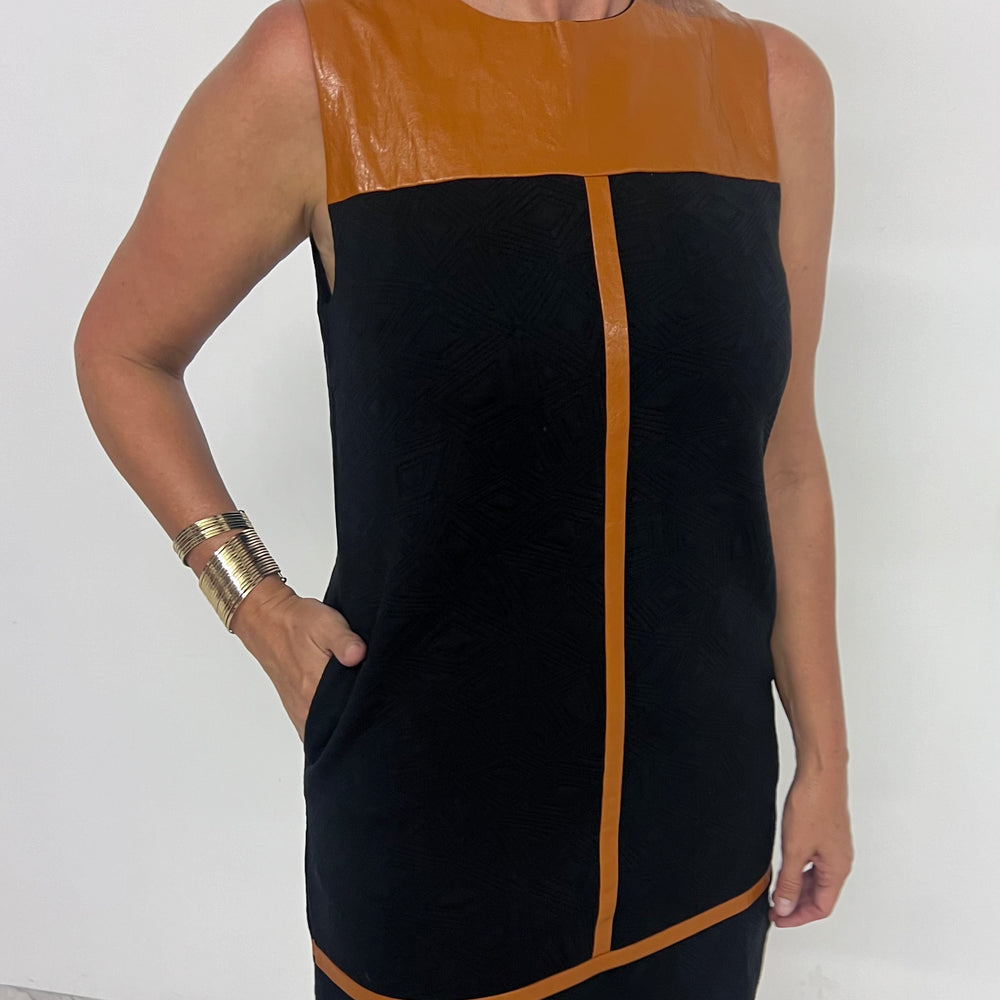 Lexington Leather + Textured Dress (Black)