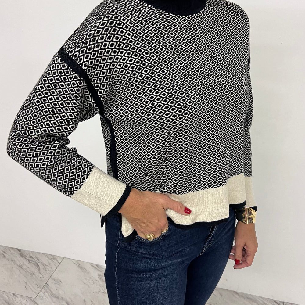 Diamond Mock Neck Sweater