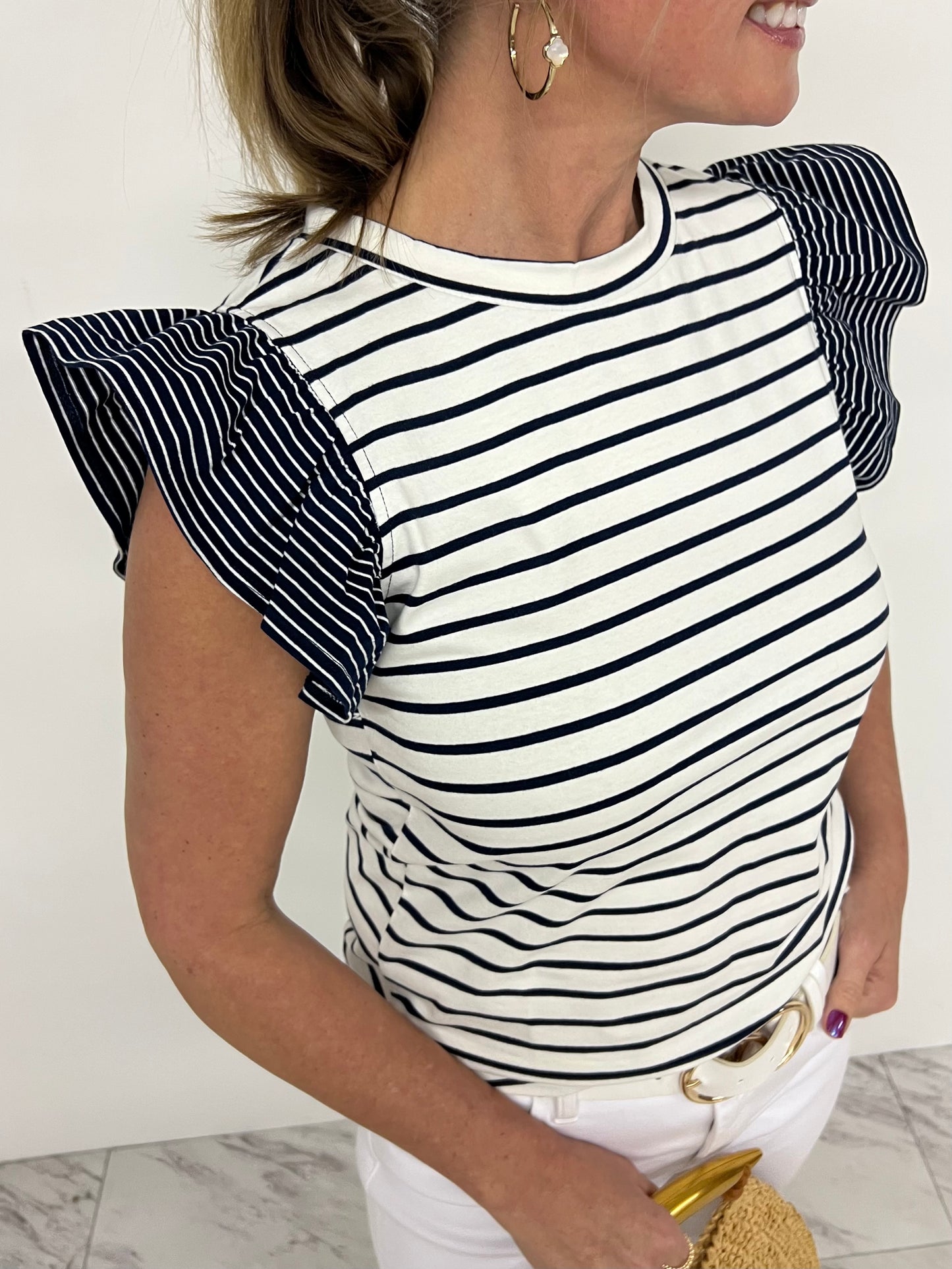 Augusta Stripe Top (Navy)