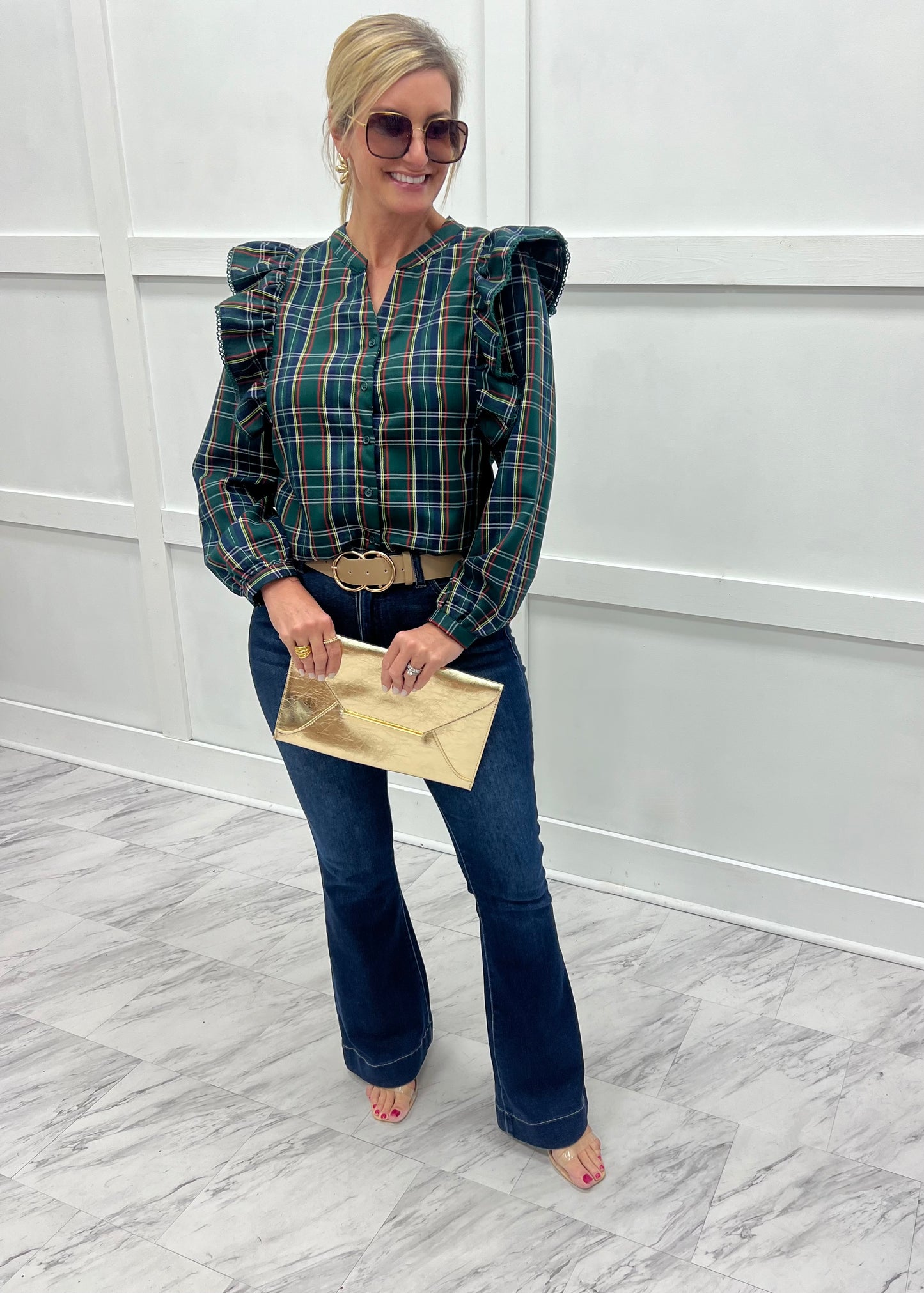 Holiday Magic Plaid Top