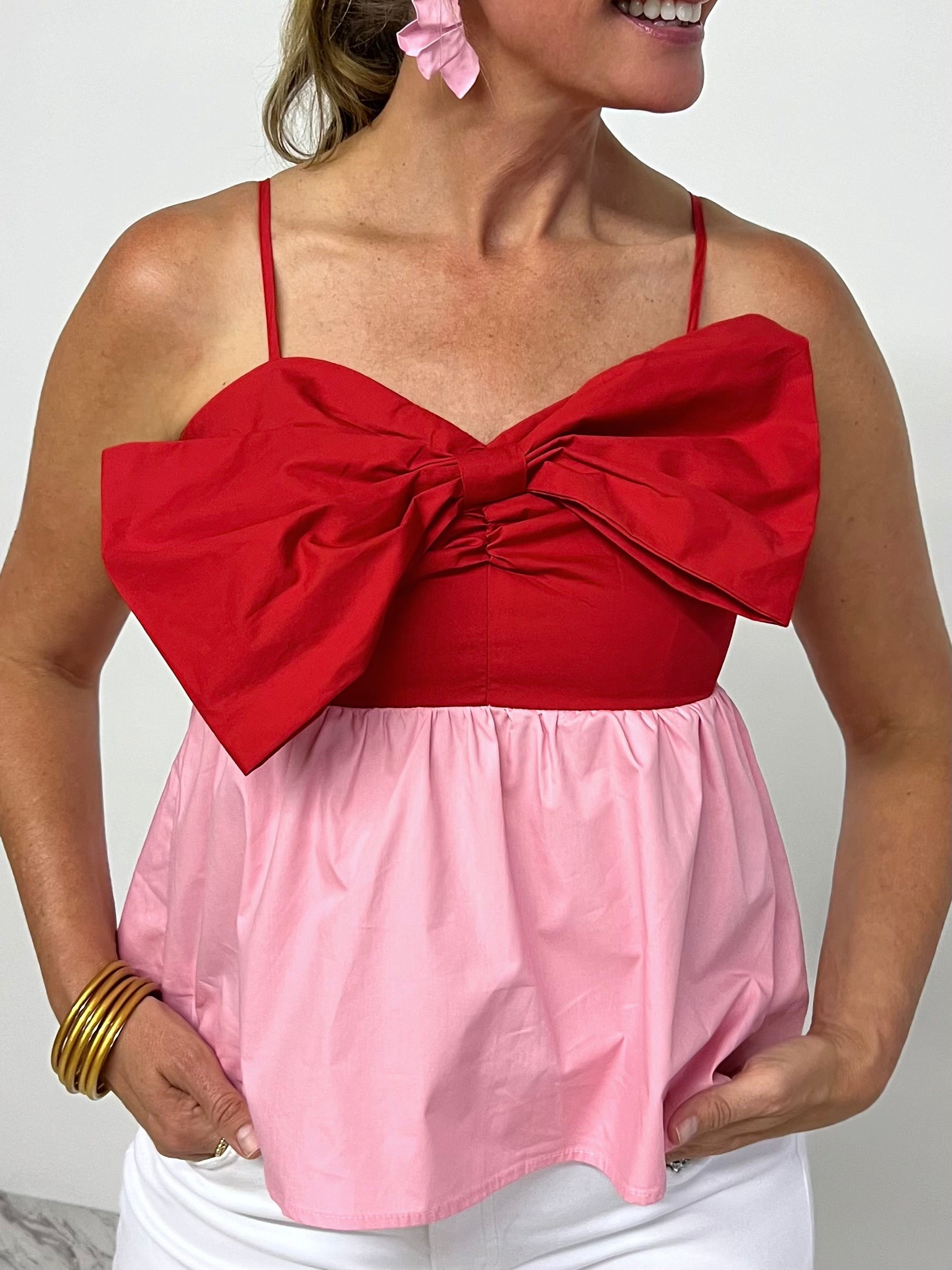 Paneled Bow Embellished Top – Ashley Stewart