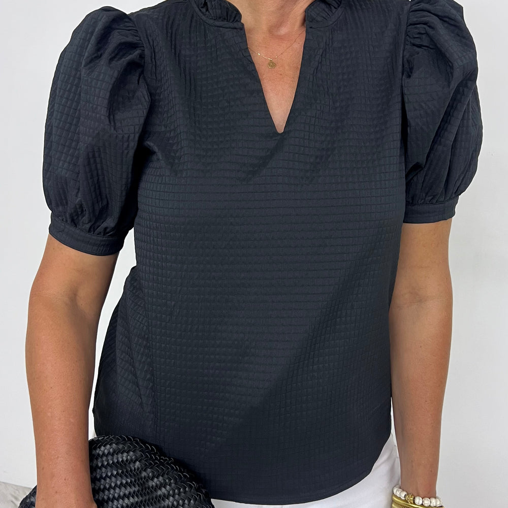 
                  
                    Lexi Textured Puff Sleeve Top (Black)
                  
                