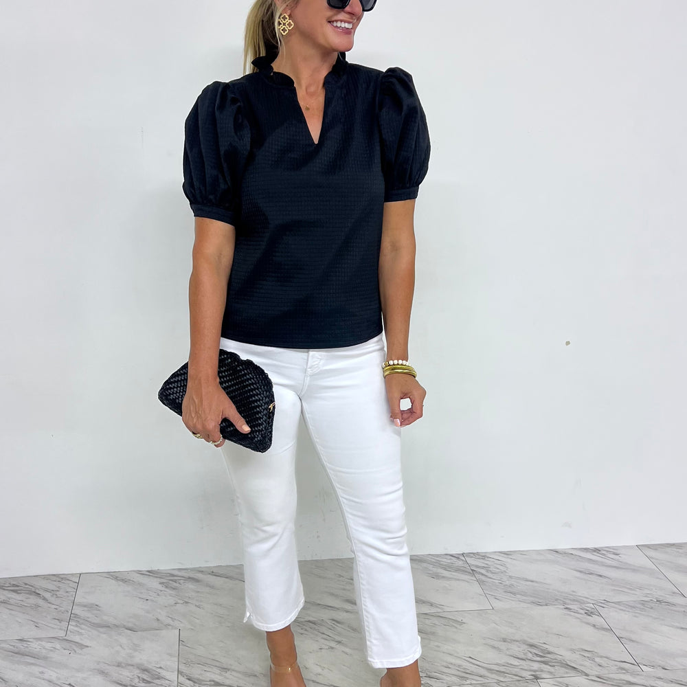 
                  
                    Lexi Textured Puff Sleeve Top (Black)
                  
                