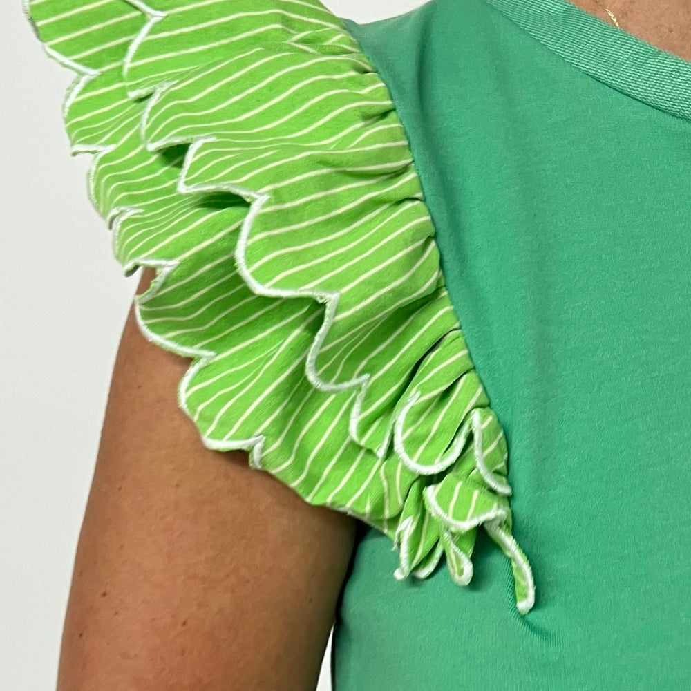 Spritz Scallop + Stripe Top (Green)