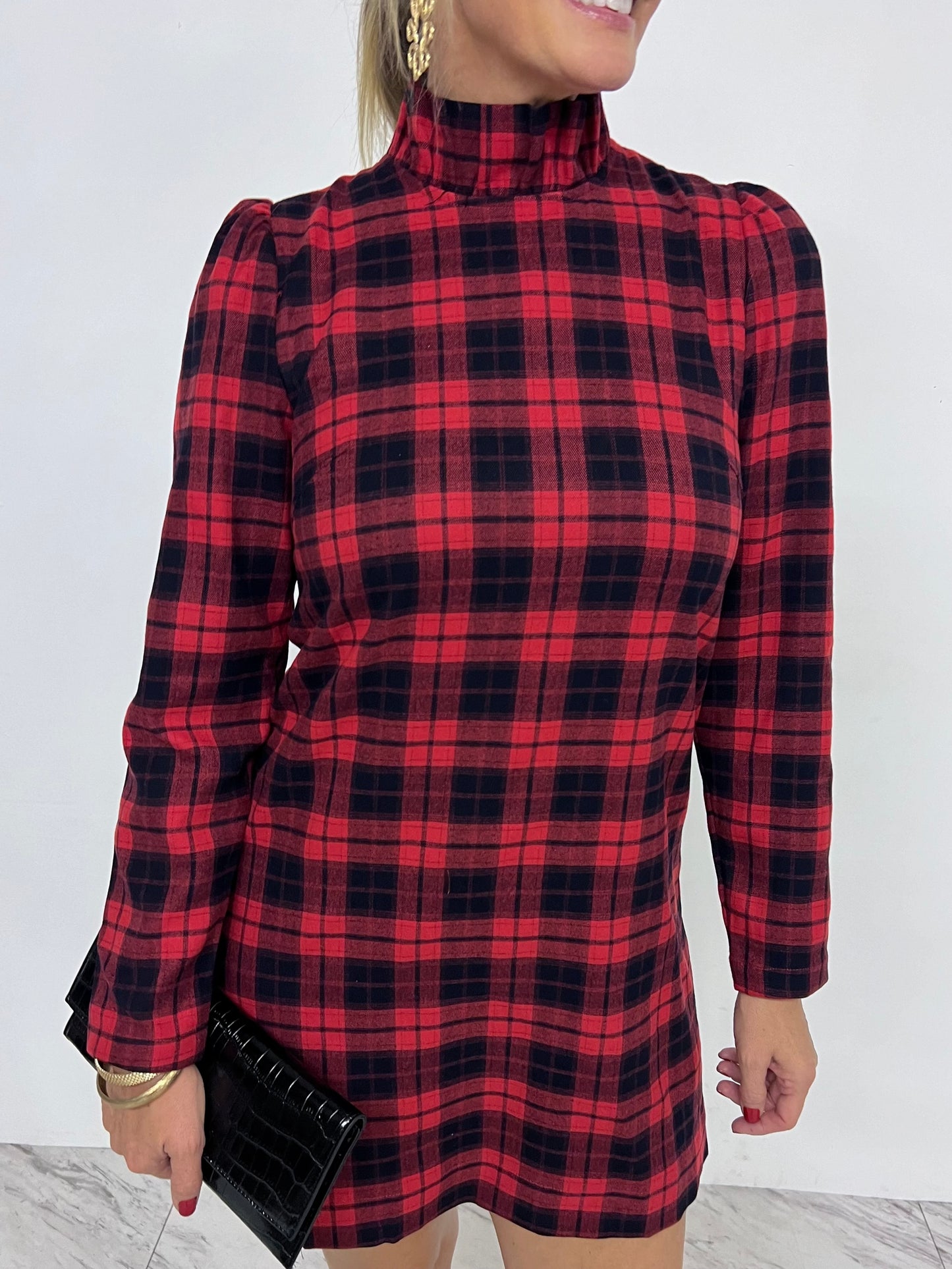 Dashing Dreams Plaid Dress (Red Mix)