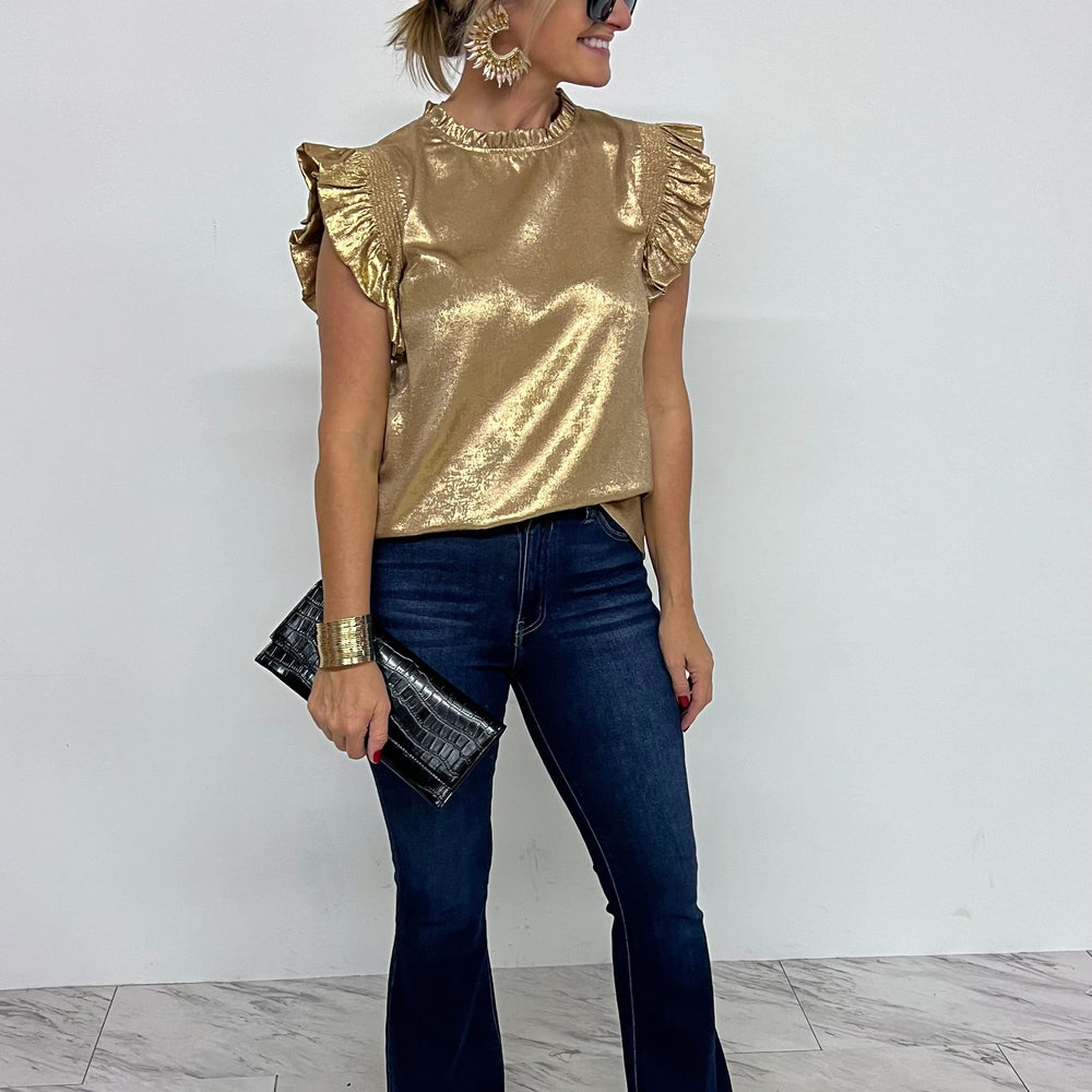 Sparks Fly Gold Shimmer Top