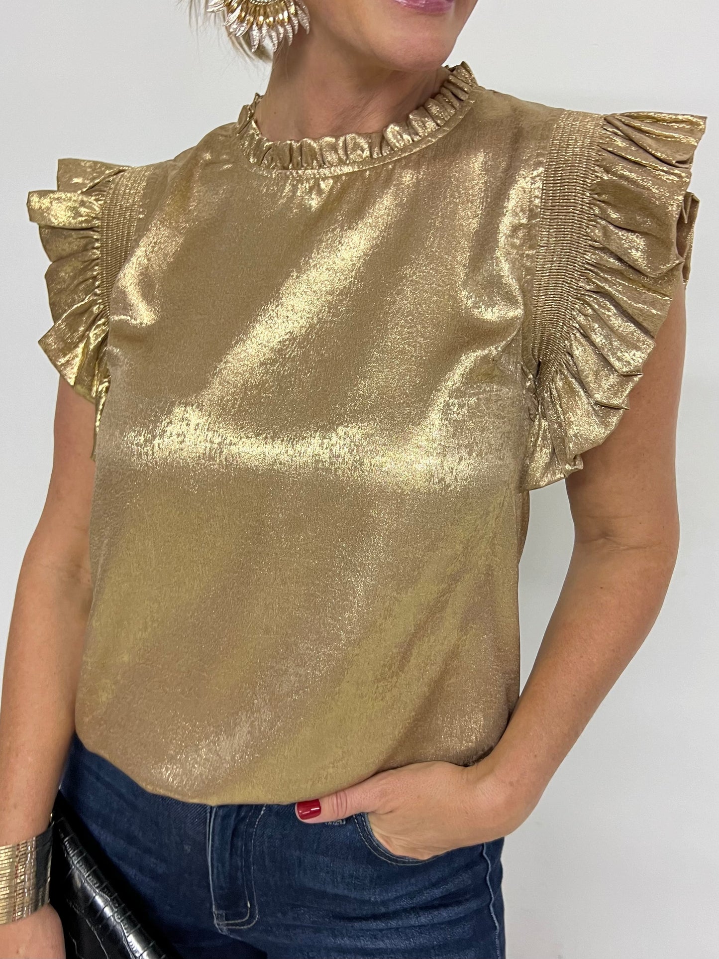 Sparks Fly Gold Shimmer Top