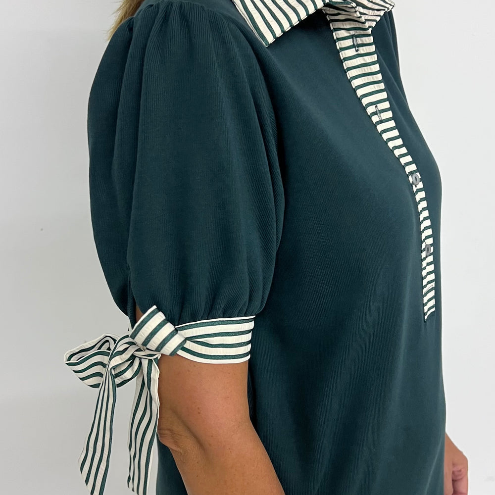 Waverly Stripe Detail Dress (Green)